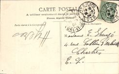 La avenida de Hyeres de la POSTAL de la VENDIMIA de las islas del oro monta en bicicleta a ciclista