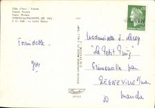 POSTAL MODERNA palmeras de Hyeres el jardín de Denys