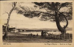 POSTAL Hyeres de la VENDIMIA el borde de la playa de la playa