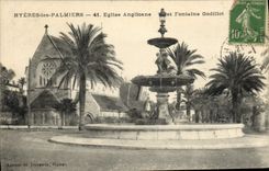 CPA Hyeres les Palmiers Eglise Anglicane et fontaine Godillot 