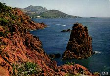 POSTAL MODERNA la dimensión de la cornisa azul de riviera francesa del oro