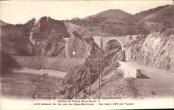 VINTAGE POSTCARD Cornice Of Esterel Limits of and the Maritime Alps Rock and Notre Dame tunnel