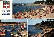 MODERN CARD Holy Aygulf the Beach the port return of the Regattas Beach of Pebrier