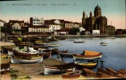 Raphael santo de la POSTAL de la VENDIMIA los barcos portuarios