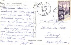 Raphael santo de la POSTAL de la VENDIMIA visto en la ciudad y el golfo de Frejus