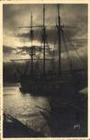 VINTAGE POSTCARD Holy Tropez With the sun laying down Three chechmates in the port Sailing Boat