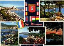 CPA Sainte Maxime Sur Mer La promenade et la plage La baie Le port Vue generale Coucher de soleil