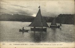 VINTAGE POSTCARD Tamaris on Sea Sailing ships of pleasure returning to the sunset Boats