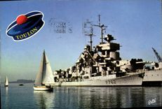 MODERN CARD Toulon Entered of the Old Wet dock F762 Boat