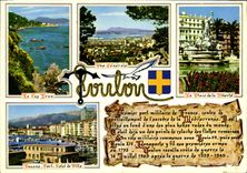 MODERN CARD Souvenir of Toulon Places Freedom the Cape Brun Customs Port Town hall