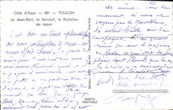 CPM Toulon Le Jean Bart Le Surcouf Le Richelieu au repos Bateaux 