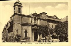 VINTAGE POSTCARD Toulon the Church St Jean and Market
