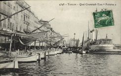 VINTAGE POSTCARD Toulon Cornstadt Quay pointed Boats