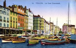 VINTAGE POSTCARD Toulon the Quay Crostadt Boats
