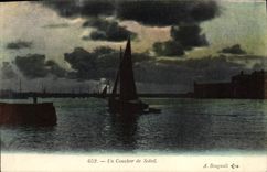CPA Un Coucher de Soleil Bateau