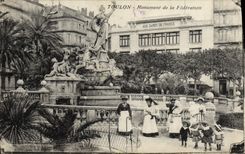 VINTAGE POSTCARD Toulon Monument of the Federation Children Nurses