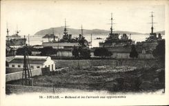 VINTAGE POSTCARD Toulon Milhaud and Armours with the wharves Boats