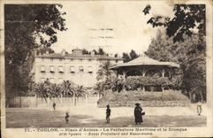 VINTAGE POSTCARD Toulon Places of Weapons the Police port authority and the kiosk