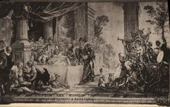 CPA Tapisserie Italienne Le repas de Sancho a Barataria