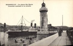CPA Marseille Le Phare Ste Marie Courrier rentrant a la Joliette Bateau 
