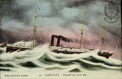 CPA Marseille Paquebot par grosse mer Bateau