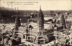 CPA Expostion Coloniale de Marseille 1922 Palais de L'indochine Vue d'ensemble 