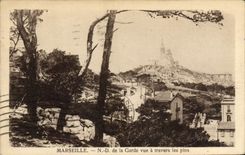 CPA Marseille N D de la Garde vue a travers les pins 