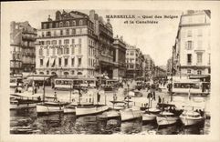 CPA Marseille Quai des Belges et la Canebiere Bateaux 
