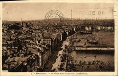 CPA Marseille Le Vieux Port vu du Pont Transbordeur 