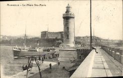 CPA Marseille Le phare Ste Marie Bateau