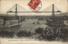 CPA Marseille Entree du vieux port et pont transport