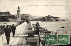 CPA Marseille la jetee phare sainte marie