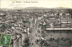 CPA Marseille Le quai du vieux port Bateaux