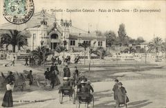 CPA Marseille Exposition coloniale 1906 palais de l'indo chine En pousse pousse 