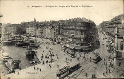 CPA Marseille Le quai des Belges et la rue de la Republique