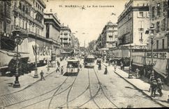 CPA Marseille La rue cannebiere Tramways