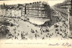 CPA Marseille Le quai du port et la rue de la Republique