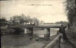 VINTAGE POSTCARD Caen the Bridge Street of the Station