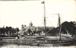 VINTAGE POSTCARD Caen the Port and the Church of the Trinity Abbey to the Ladies Boat