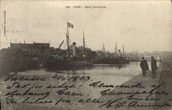 VINTAGE POSTCARD Caen Quay Vandeuvre Boats