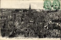 Panorama de Caen de la POSTAL de la VENDIMIA tomado de Jean Saint