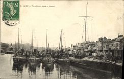 Destructores de Caen de la POSTAL de la VENDIMIA en los barcos del lavabo