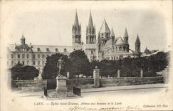 Abadía de Saint-E'tienne de la iglesia de Caen de la POSTAL de la VENDIMIA con los hombres y la universidad