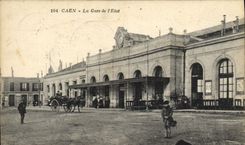 VINTAGE POSTCARD Caen Train station of the State