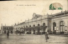 VINTAGE POSTCARD Caen Train station of the West