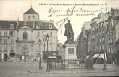 POSTAL Caen de la VENDIMIA el ahorrador santo del lugar y estatua de Elie de Beaumont