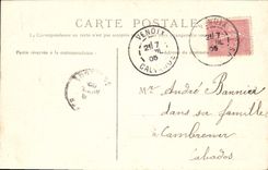 POSTAL Caen de la VENDIMIA el ahorrador santo del lugar y estatua de Elie de Beaumont