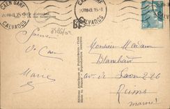 POSTAL Caen de la VENDIMIA la calle Jean santo con el carillón