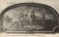 Tabla de Caen de la POSTAL de la VENDIMIA de Guillermo el cuarto del conquistador del refectorio de la universidad