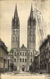 Abadía Saint vieja de Etienne de la iglesia de Caen de la POSTAL de la VENDIMIA con el ataque frontal occidental de los hombres
